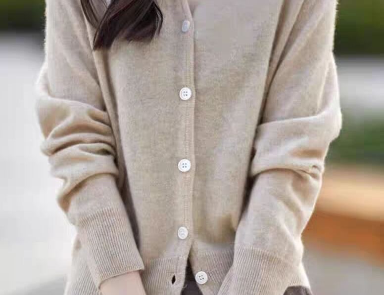V-Neck Plain Button Up Cardigan
