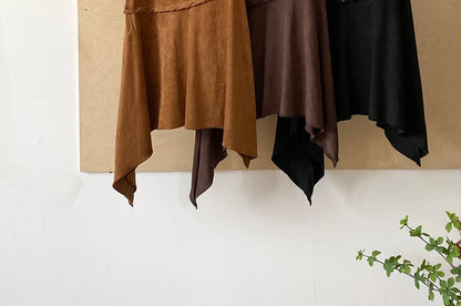 Asymmetrical Grommet Midi A-Line Skirt