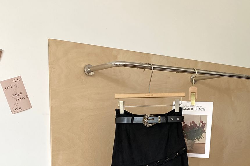 Asymmetrical Grommet Midi A-Line Skirt