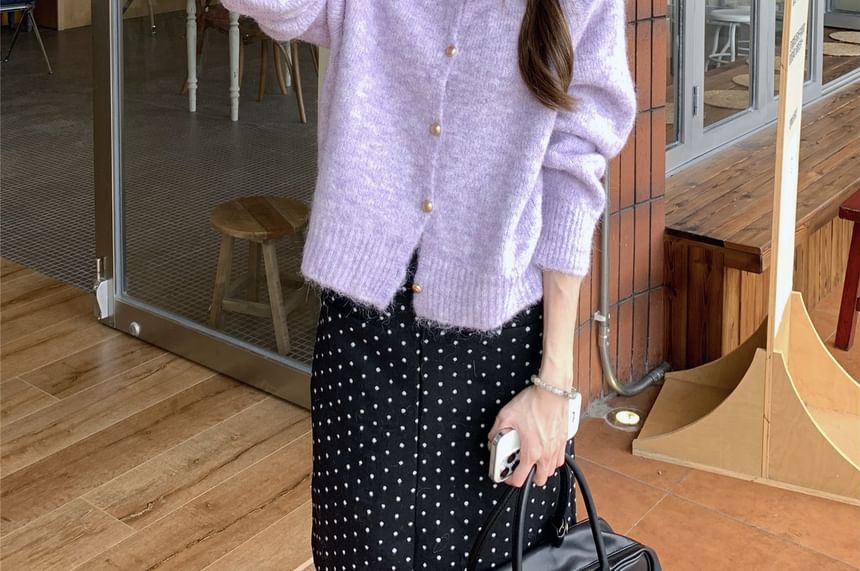 Furry Crewneck Cardigan