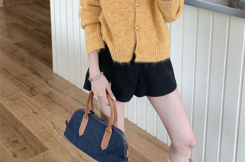 Furry Crewneck Cardigan