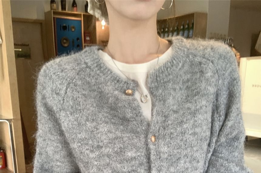 Furry Crewneck Cardigan