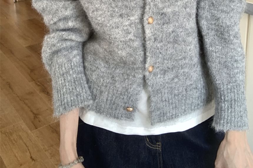 Furry Crewneck Cardigan