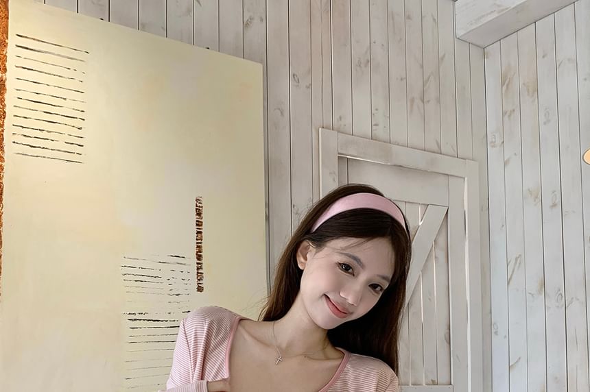 Striped Round Neck Camisole Cardigan Top