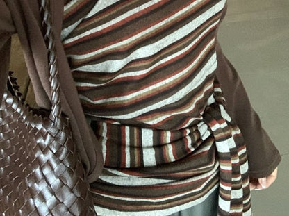 Set: Striped Tie-Up Tube Top + Plain Cardigan