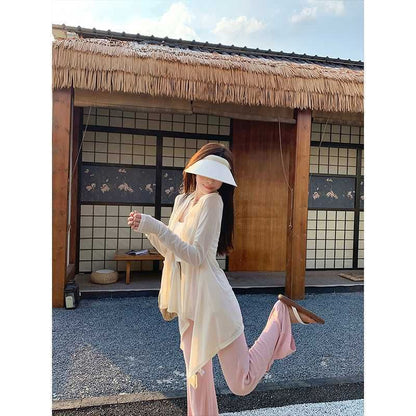 Long Open Front Plain Cardigan