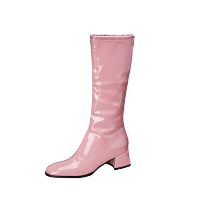 Round Toe Chunky Heel Tall Boots