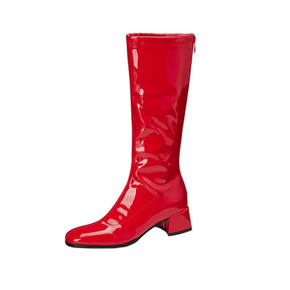 Round Toe Chunky Heel Tall Boots