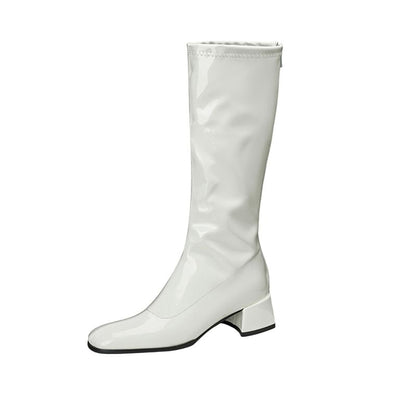 Round Toe Chunky Heel Tall Boots