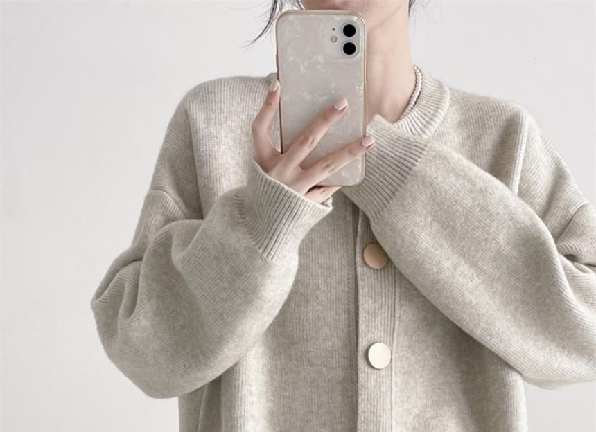 Classic Button-Up Crewneck Cardigan