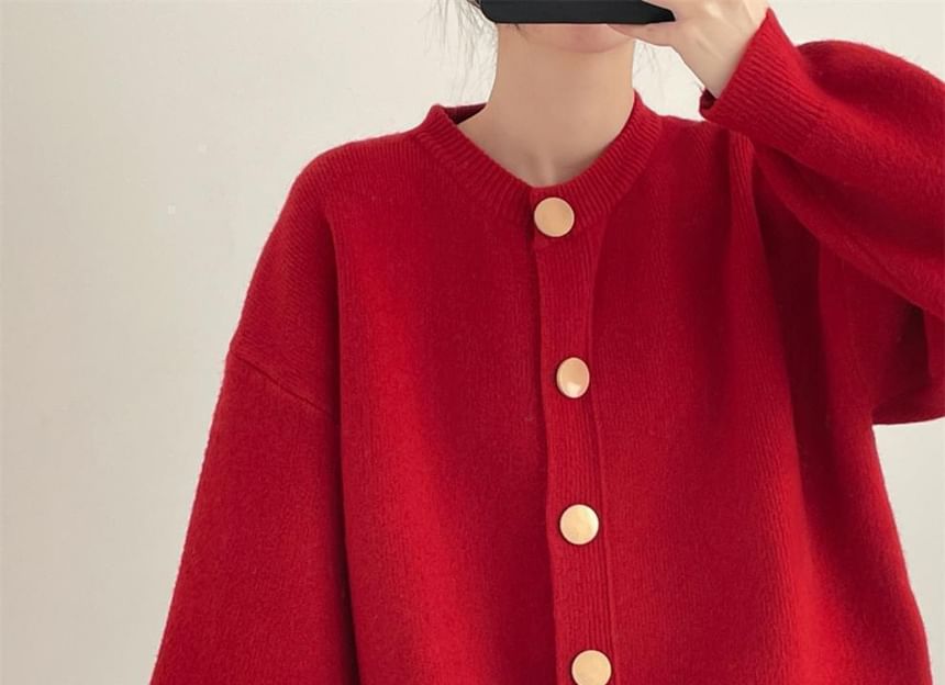 Classic Button-Up Crewneck Cardigan