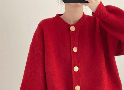 Classic Button-Up Crewneck Cardigan