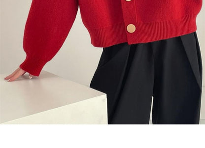 Classic Button-Up Crewneck Cardigan