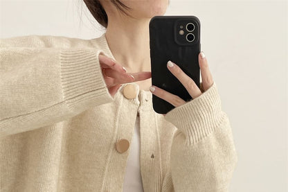 Classic Button-Up Crewneck Cardigan