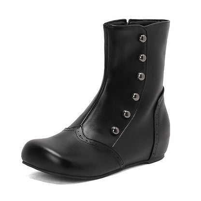 Studded Two Tone Wedge Short Boots