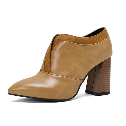 Pointed Chunky Heel Pumps