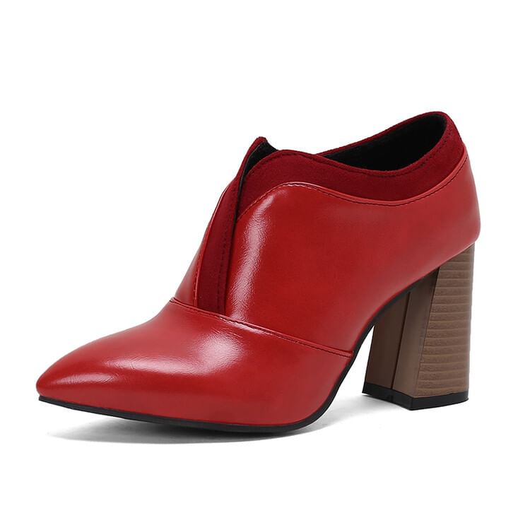 Pointed Chunky Heel Pumps