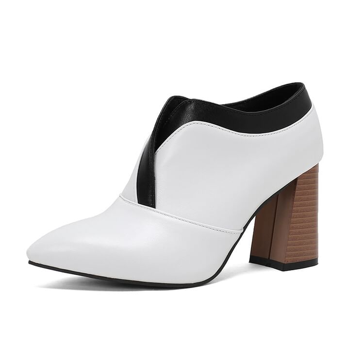 Pointed Chunky Heel Pumps