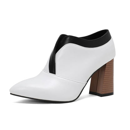 Pointed Chunky Heel Pumps