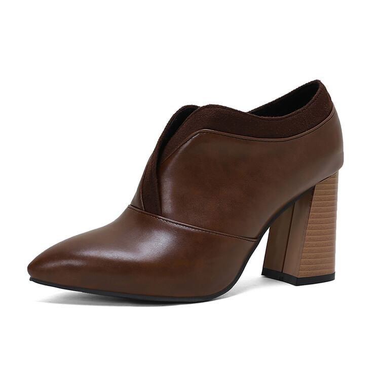 Pointed Chunky Heel Pumps