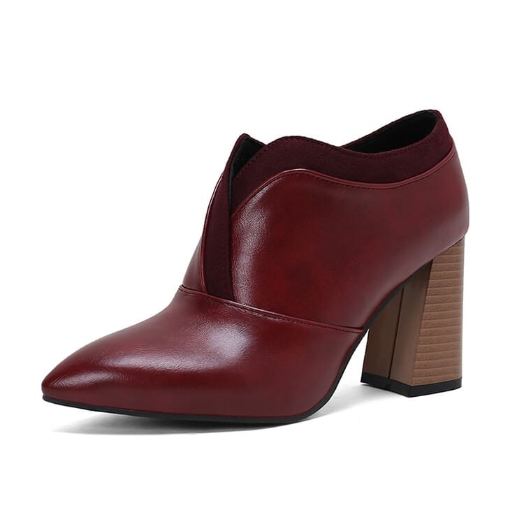 Pointed Chunky Heel Pumps