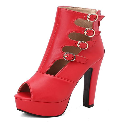 Peep Toe Strappy Platform Chunky Heel Sandals