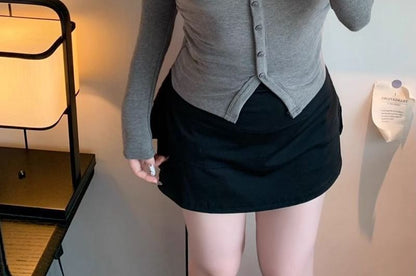 V-Neck Buttoned Cropped Cardigan