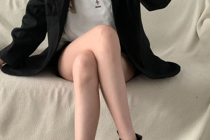 Chunky Heel Lace-Up Plain Faux Leather Short Boots
