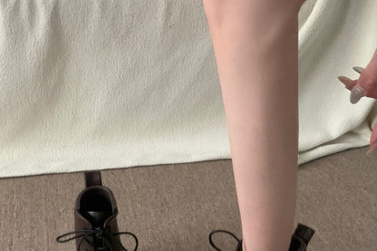 Chunky Heel Lace-Up Plain Faux Leather Short Boots