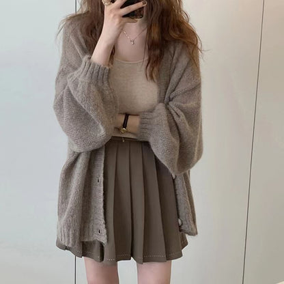 Oversized V-Neck Buttoned Cardigan
