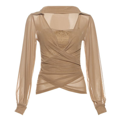 Plain Ruched Square-Neck Long-Sleeved Slim Top & Asymmetric Maxi Skirt