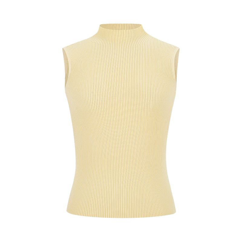 Ribbed Knit Tank Top with Mock Neck, Solid Color, Fitted