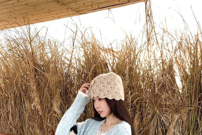 Long-Sleeve Lace Trim T-Shirt and V-Neck Pointelle Cardigan