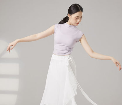 Plain Mock-Neck Sleeveless Dance Top