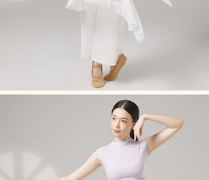 Plain Mock-Neck Sleeveless Dance Top