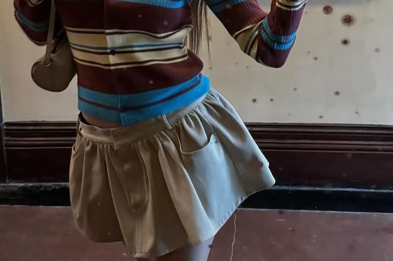 Striped Collared Cropped Cardigan