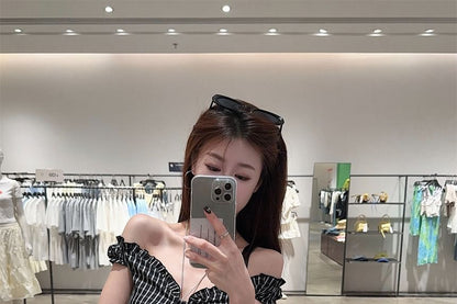 Plaid Off-Shoulder Cropped Top