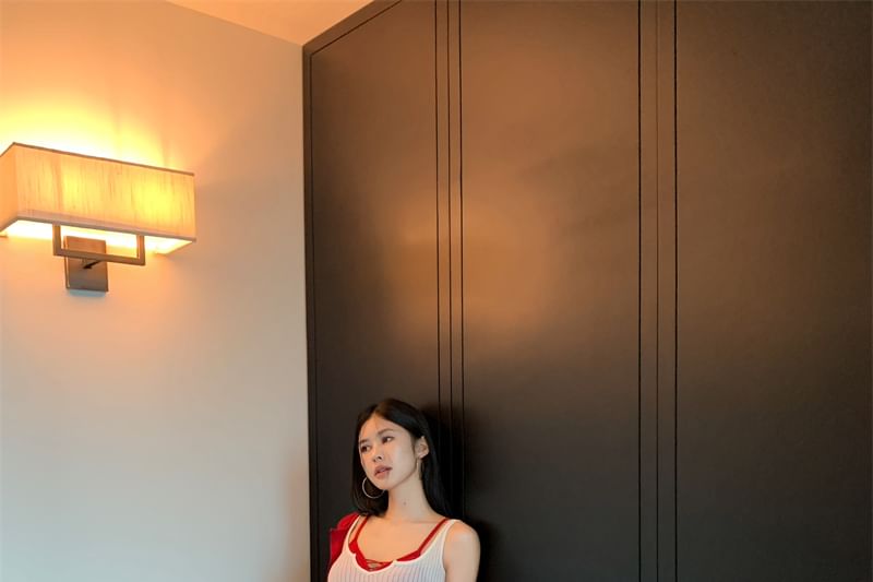 Scoop Neck Crop Tank and Bra Top with Cardigan Set