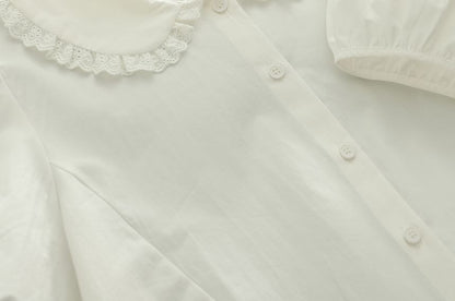 Plaid Peter Pan Collar Short-Sleeved Shirt