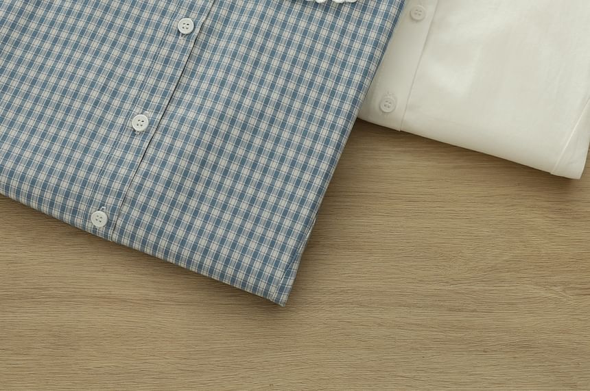 Plaid Peter Pan Collar Short-Sleeved Shirt