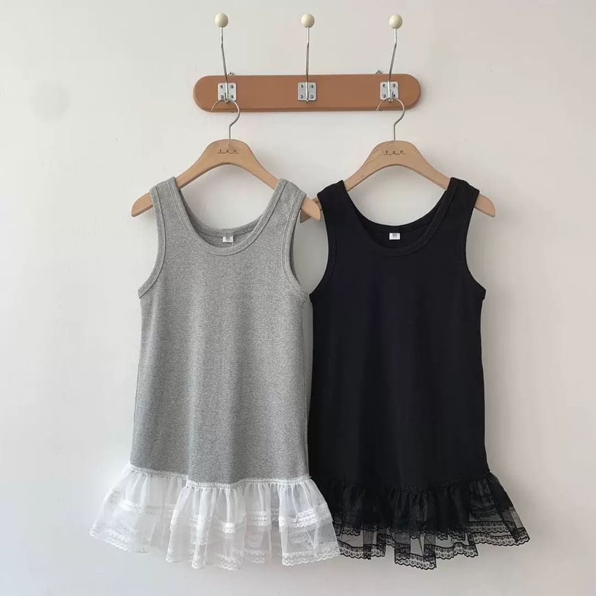 Lace-Trimmed Ruffled Scoop-Neck Tank