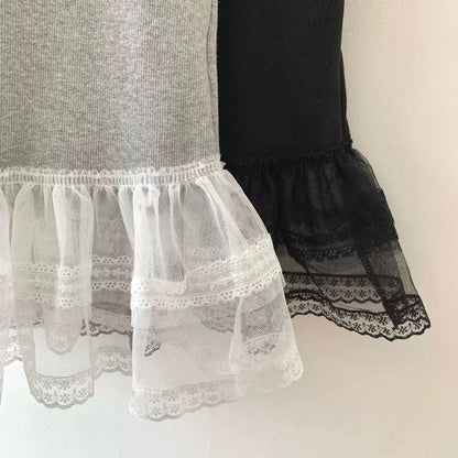Lace-Trimmed Ruffled Scoop-Neck Tank