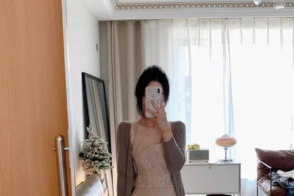 High-Waisted Pencil Skirt with Cardigan and Cami Top Set