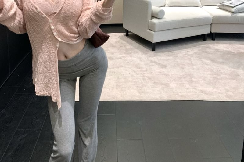 Bootcut Pants and V-Neck Cardigan with Cami Top Set