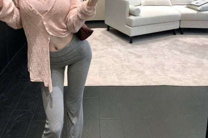 Bootcut Pants and V-Neck Cardigan with Cami Top Set