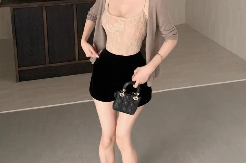 Cardigan, Crop Cami, and Shorts Set