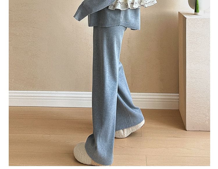 Maternity Knitted Two-Piece Sweater & Wide-Leg Pants Set