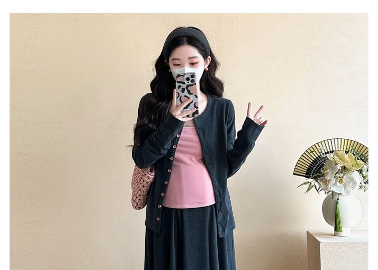 Maternity Cami Cardigan Maxi Skirt Knitted Four-Piece Set