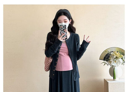 Maternity Cami Cardigan Maxi Skirt Knitted Four-Piece Set
