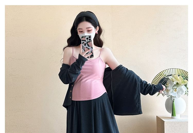Maternity Cami Cardigan Maxi Skirt Knitted Four-Piece Set